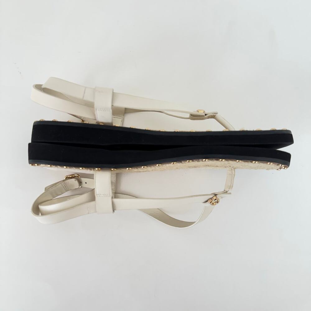 Coach Gracey Leather Thong Sandals Flats in Chalk Size 9 - Picture 6 of 11